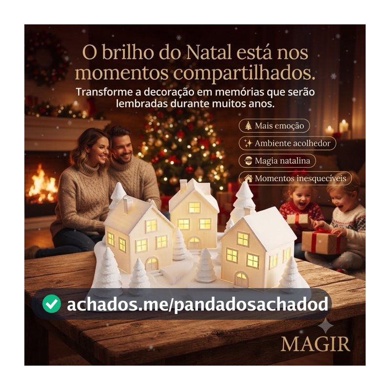 Cidade Natalina Iluminada Enfeite Decoração Sala  Arvore De Natal Gorro Papai Noel Guirlanda Present