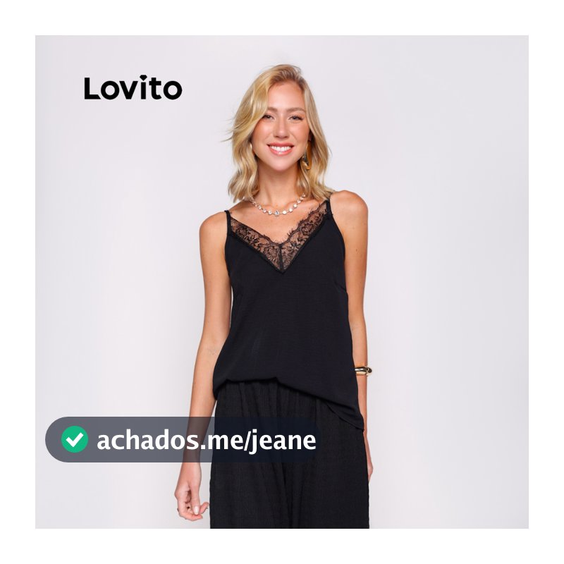 Lovito Regata Elegante Feminina com Renda TKB1244BRL1274
