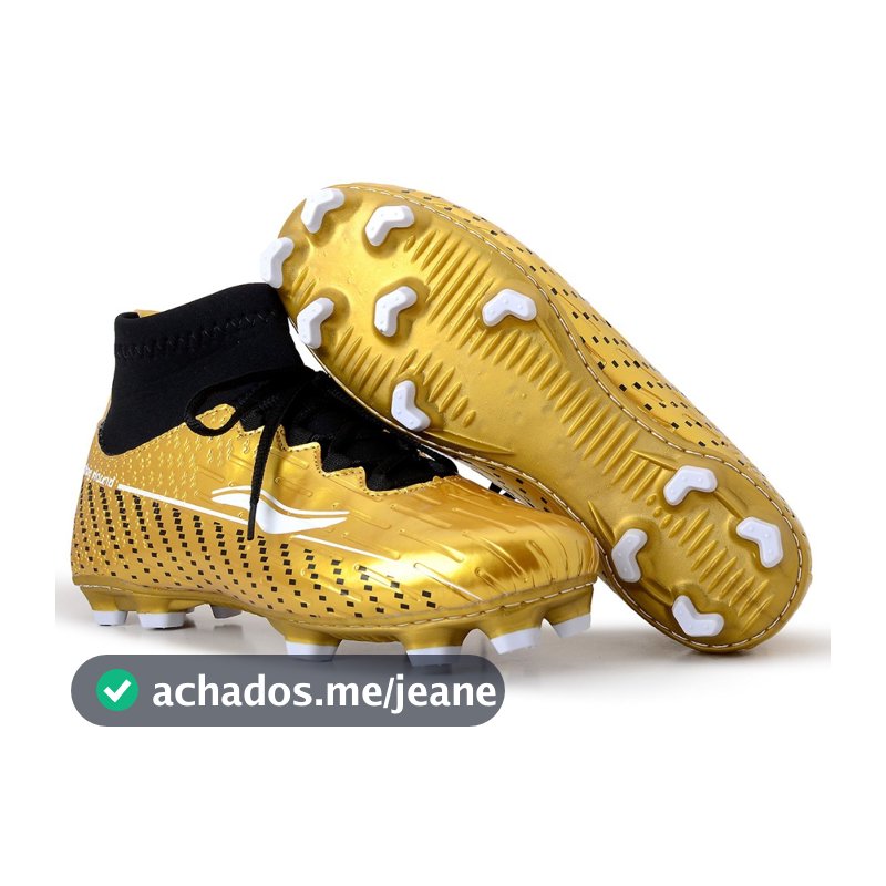 Chuteira de Campo Original  Botinha Cano Alto com Travas Futebol de Campo Masculina Confortável Antiderrapante Birro