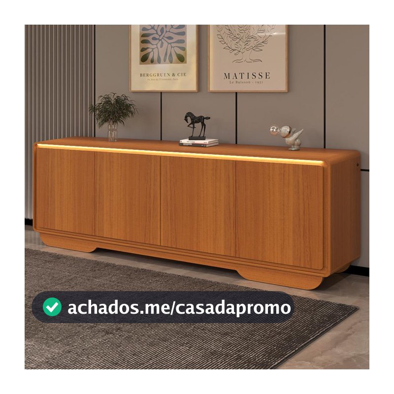 Aparador Buffet 4 Portas Com Led Arcus 218 Cm  Orgânico