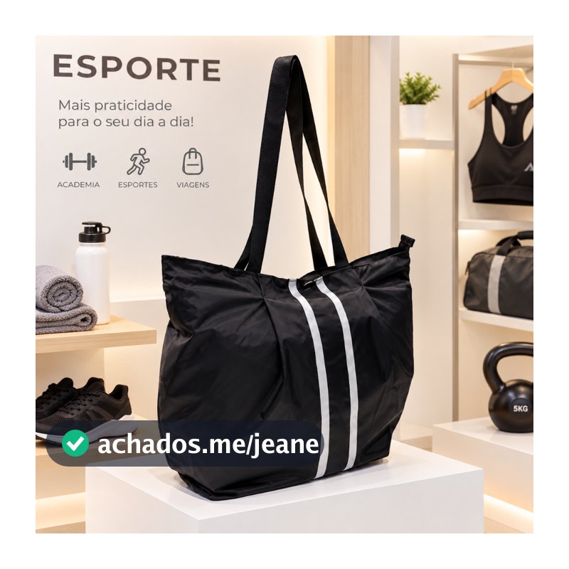 Bolsa Academia Feminina Grande Impermeável Sacola Esportiva Viagem Nylon Fitness preta
