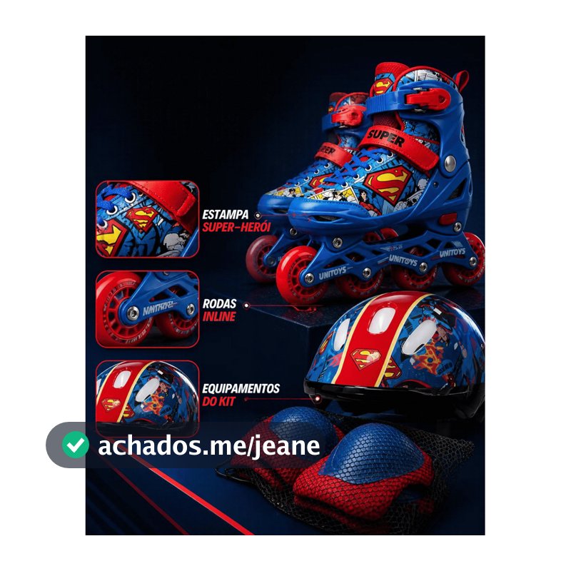 KIT PATINS INLINE SUPERMAN TAM 34-37 (3012)