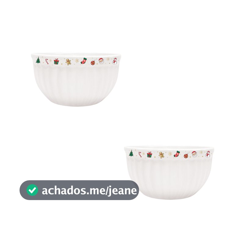 Kit 2 Tigelas Itália Natal Cerâmica 480ml 2° LINHA DEFEITOS Bowl Cumbuca Sopas Caldos Sobremesas