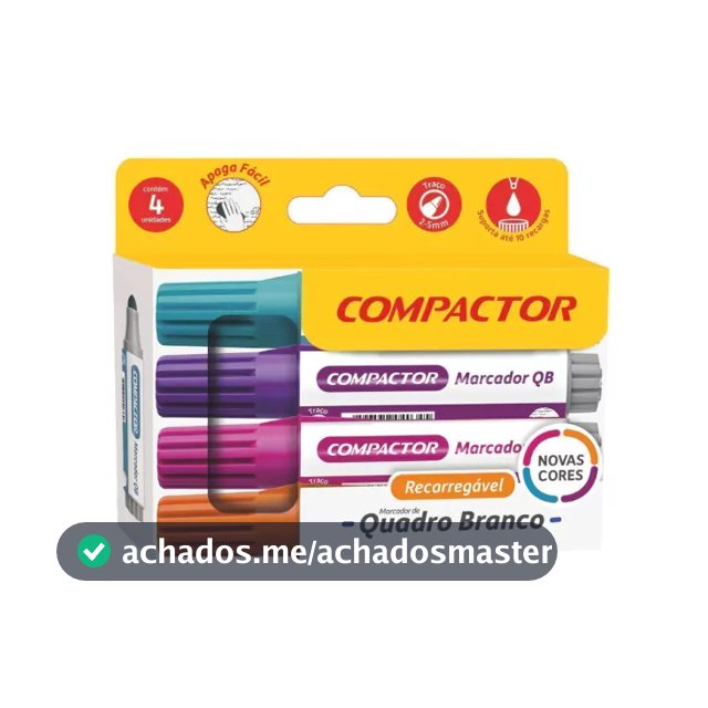 Marcador de Quadro Branco QB - 4 Novas Cores - Compactor