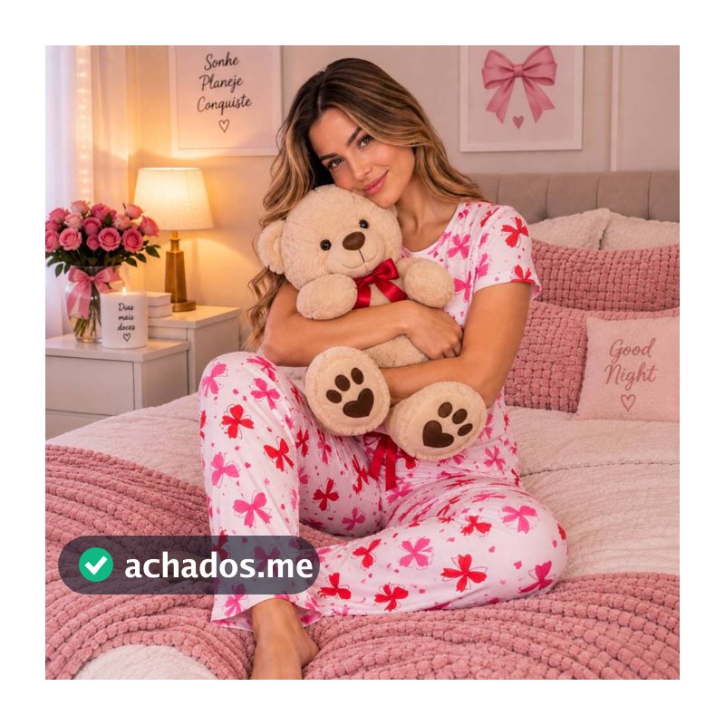 Pijama Feminino S2 Modas I Blusinha + Calça Sued Confortável e Aconchegante Toque Macio do M ao G1
