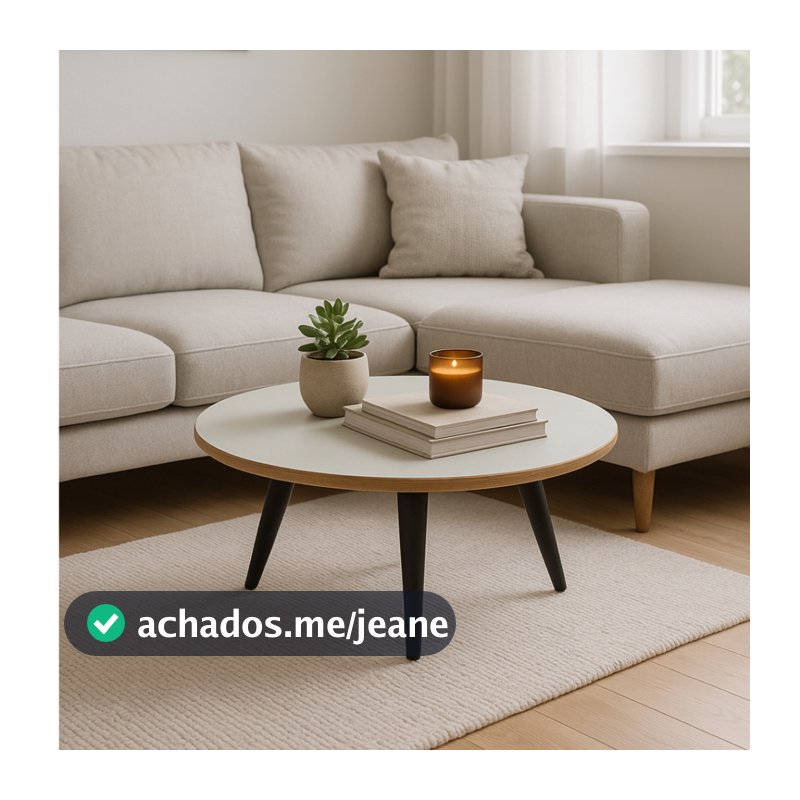 Mesa Centro Retrô Redonda Pés Plástico PVC 27cm ou 45cm Sala Decoração Escritório Fácil Montagem Promoção