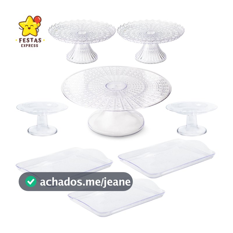 Kit Esmeralda - Boleira Cake Renda Esmeralda , Boleira Cone Esmeralda , 2 Mini Cake e 3 Bandejas 20x13