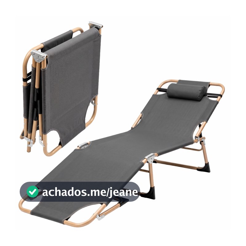 Espreguiçadeira Dobrável Reclinável 3 Posições Cadeira de Praia Camping Piscina Tecido Oxford 600D até 120kg
