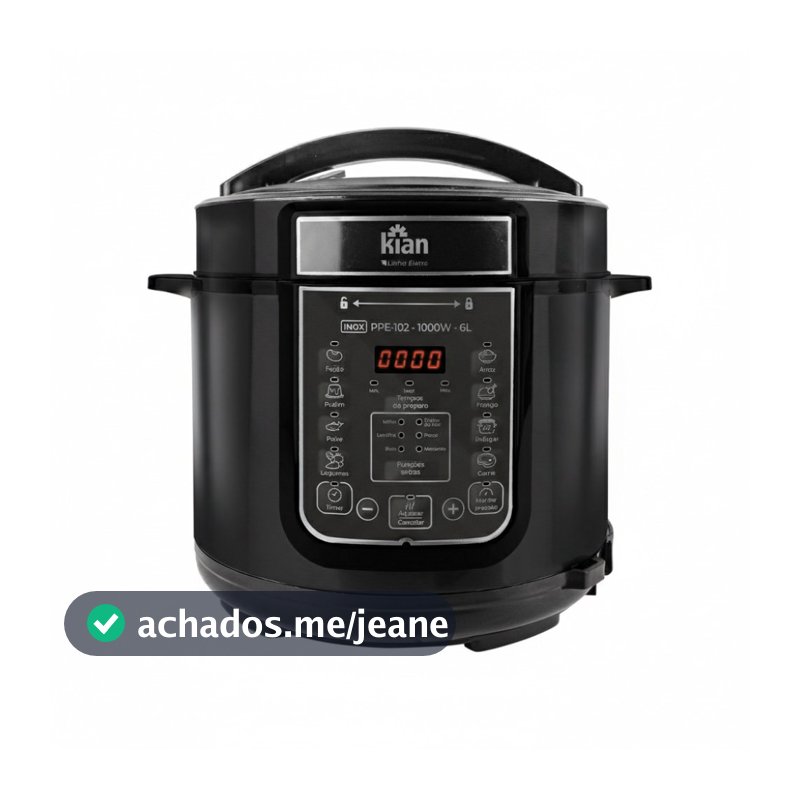 Panela de Pressão Elétrica PPE-102 – 6L Kian Timer Ajustável Controle de Temperatura Cuba Antiaderente Preto