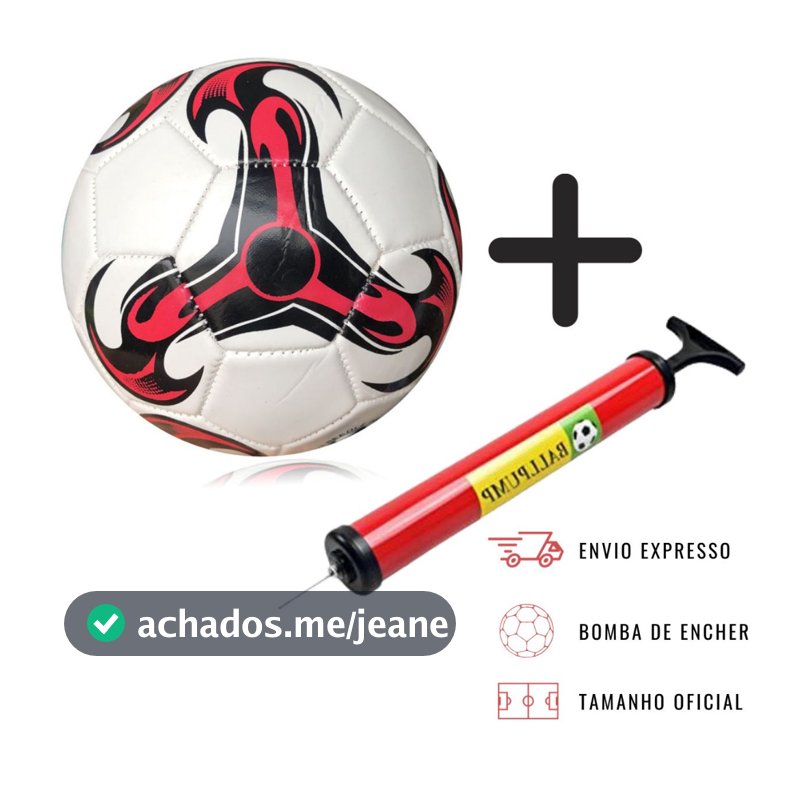Kit Bola de Futebol + Bomba de Ar Manual Portátil Para Encher Bola Tamanho Oficial Couro Sintético Campo Costurada