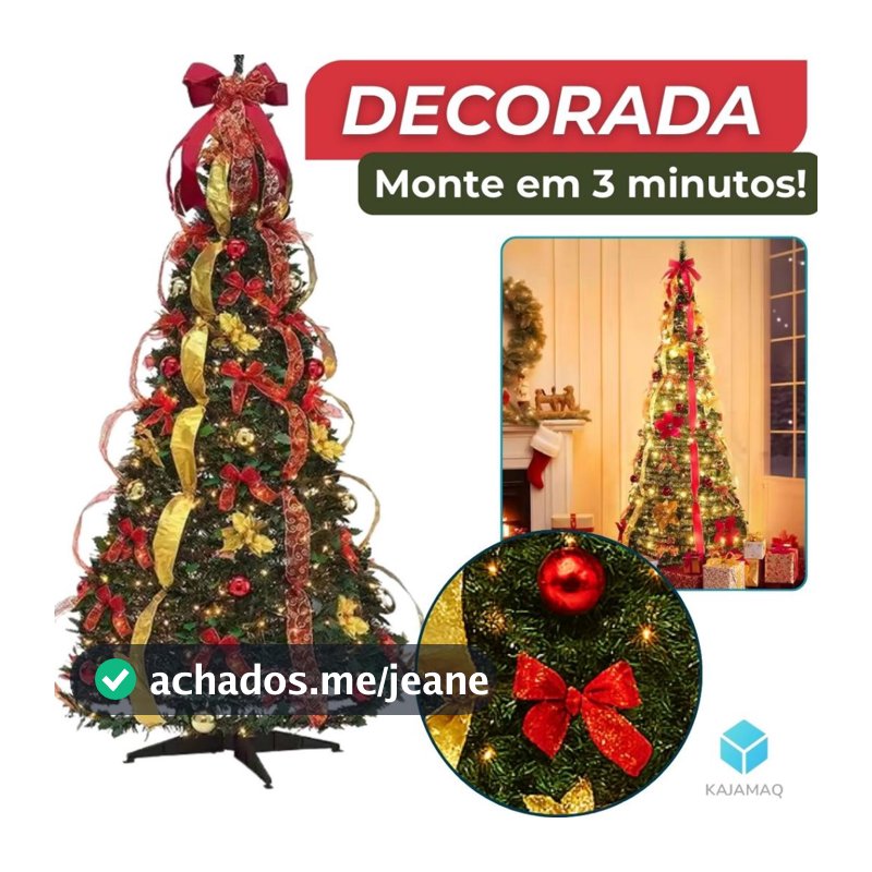Arvore De Natal 2.10 1.80 Verde Luxo Premium Decorada com decoração Pisca Pisca Laços ou Tradicional