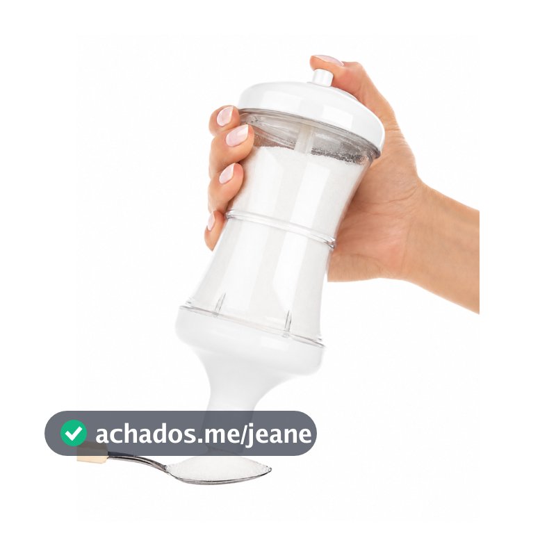 Açucareiro Botão Dosador na Medida Certa Com Base Cores Branco Preto e Cinza