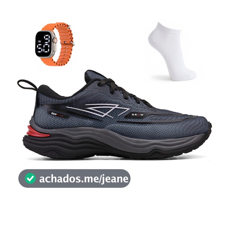 Kit Tênis Masculino Esportivo Academia Treino Caminhada Leve Repplay + Meia e Relogio