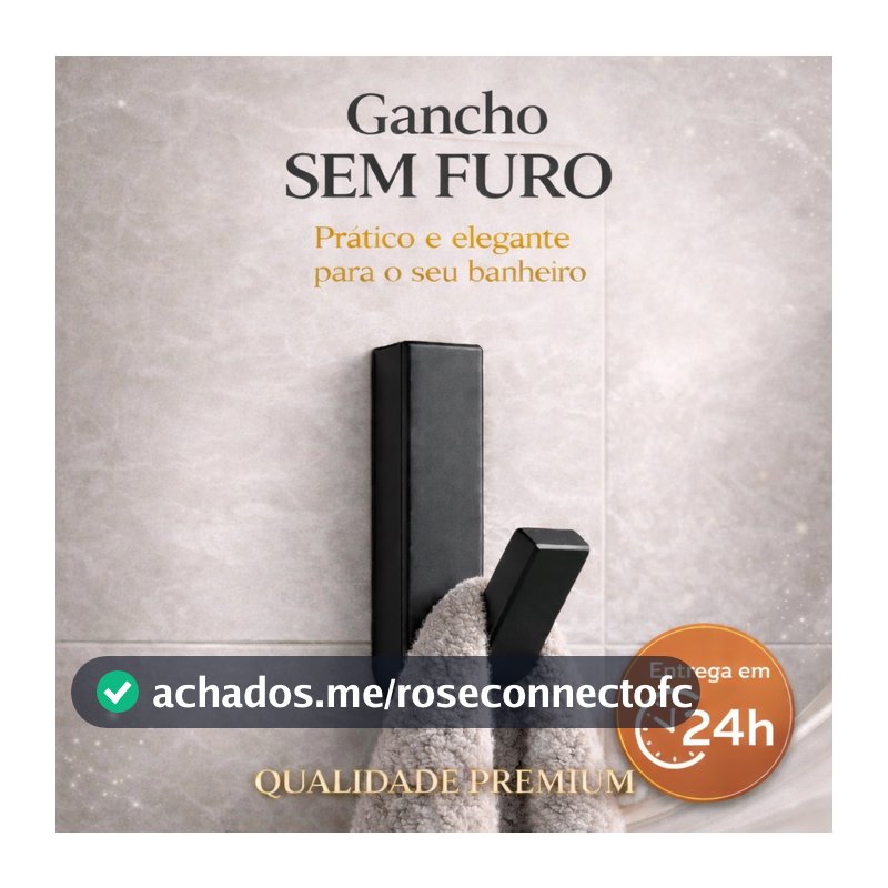 Kit 2/3/5 Ganchos De Parede Preto Fosco Adesivo 3M Sem Furo Suporte Toalha Multiuso Premium