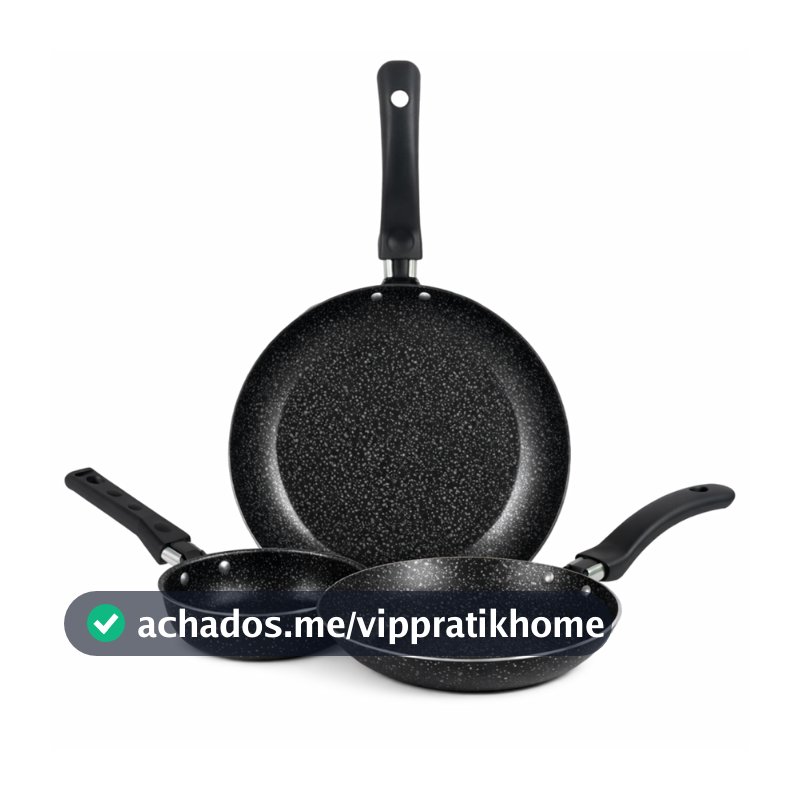 Jogo De Frigideiras Francesas 3 Peças 14 18 24Cm Preto Nacional