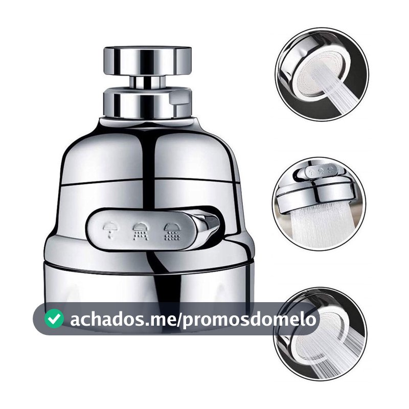 Bico Adaptador De Torneira Com 3 Jatos Reguláveis, Bico Torneira Giratória 360°Cozinha Su