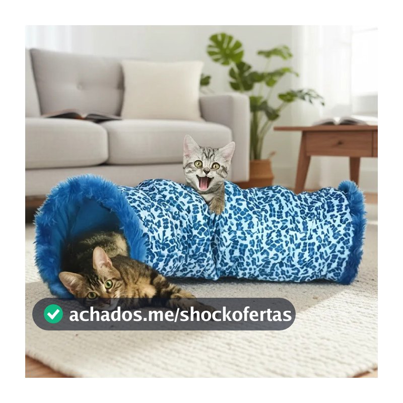 Túnel para Gato Interativo  Com Catnip - 90 Centímetros na Cor AZul - Zlpet