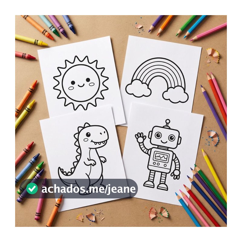 KIT 100 Desenhos para Colorir Animais Infantil Educativas Crianças Pintura Safari Fazenda Zoológico