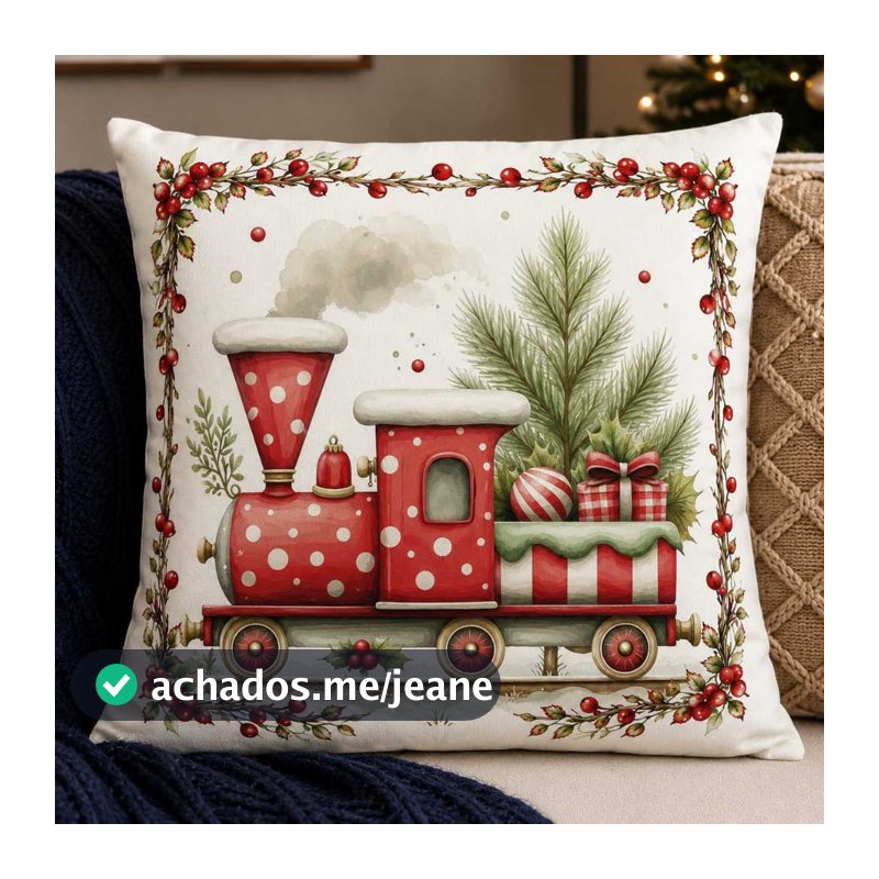 Capa de Almofada Linho Premium Natal 43x43 Alta qualidade Papai Noel Casa Sala Quarto Decoração Várias Estampas Ho Ho Ho