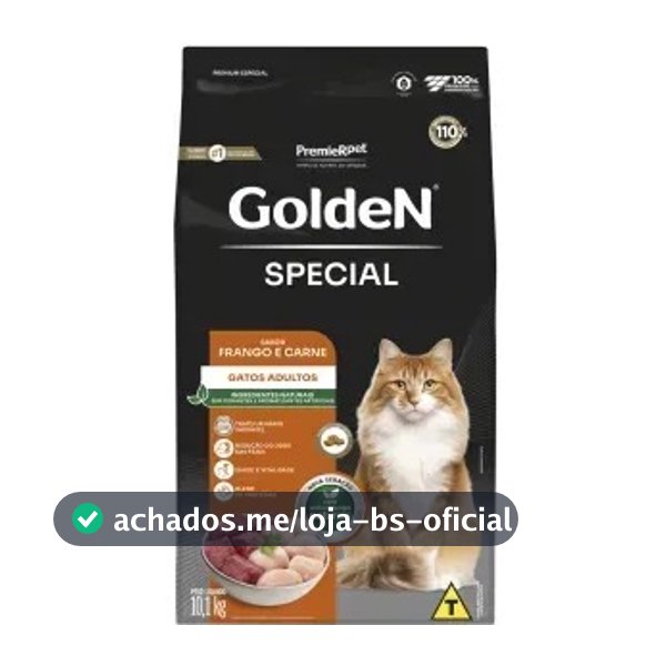 Ração Golden Special para Gatos Adultos Sabor Frango e Carne 10,1 kg