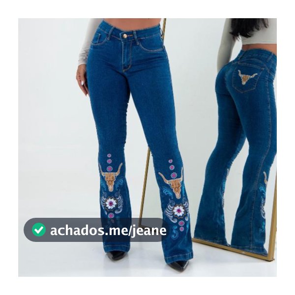 Calça Jeans Feminina Country Boiadeira Bordada Com Elastano Lycra ALTO PADRÃO