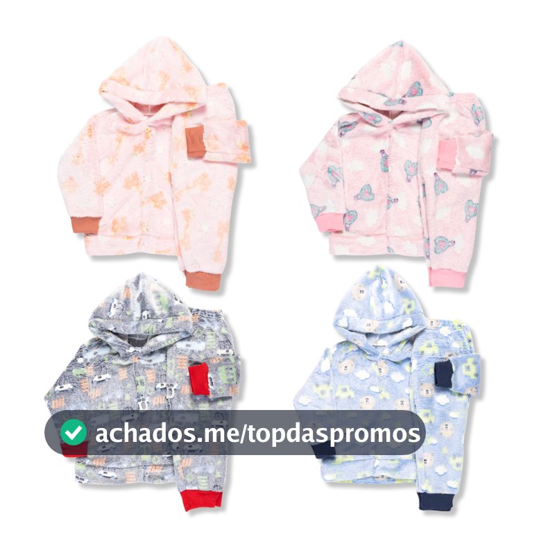 Kit 4 Peças Roupa Infantil Frio Inverno  - 2 Conjunto Fleece Lúdico Brilha No Escuro Menino Menina