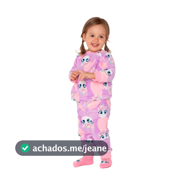 Pijama Puket Manga Longa Soft Bebê Menina Unicórnio Diamante