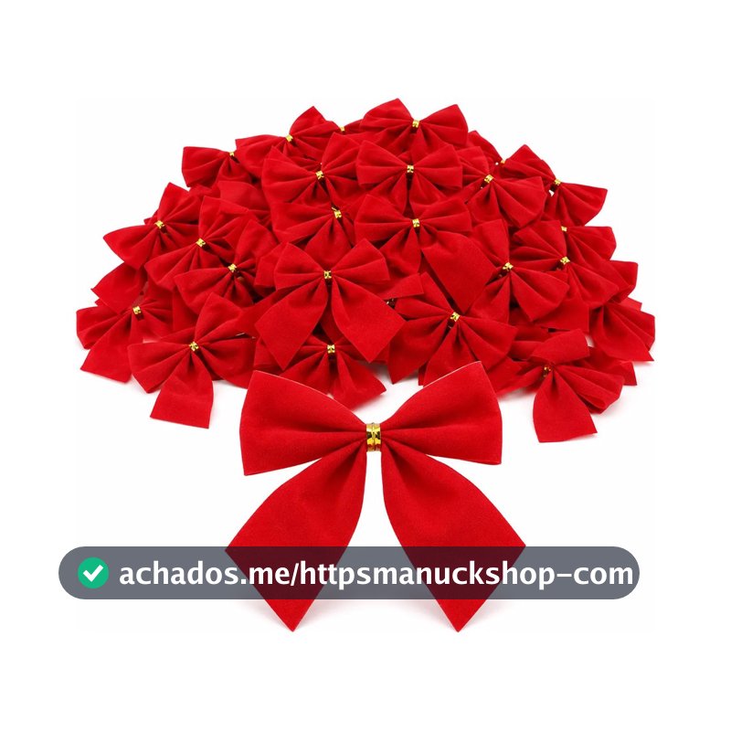 Laços Natalinos Vermelho Veludo Premium para Árvore de Natal Guirlanda Enfeites Decoração Festas KIT 12,24,36,48 PEÇAS