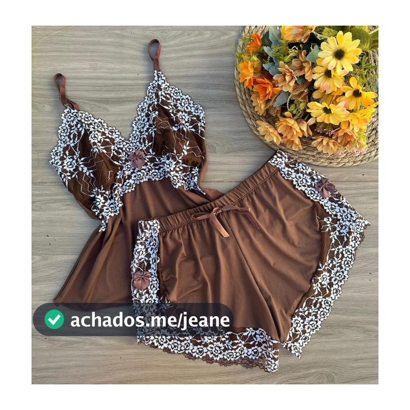 baby doll feminino, short doll rendado em renda bicolor, roupa de dormir