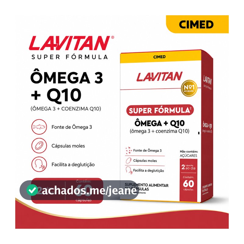 Lavitan Super Fórmula Ômega 3 + Coenzima Q10 Q10 60 Cápsulas Cimed Original