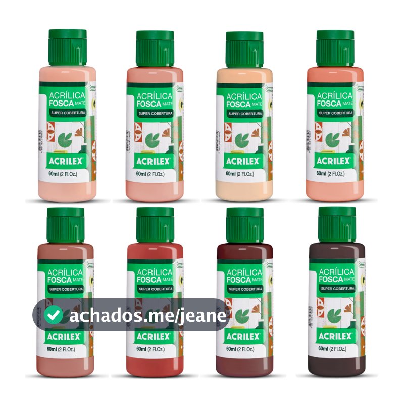 Kit Tinta Acrilica Fosca 8 Tons De Pele 60ml Acrilex