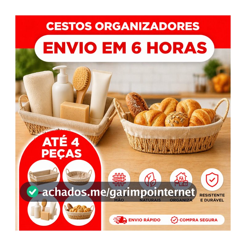 Cesta Retangular com Alça em Papel Forro em Tecido Wolff Organizador Porta Pão Mesa Posta Bege Café