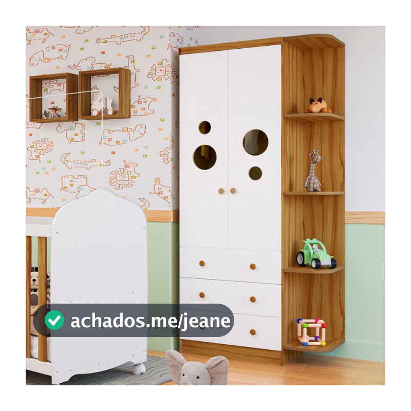Guarda Roupa Infantil Duda Plus 02 Portas Peroba Móveis