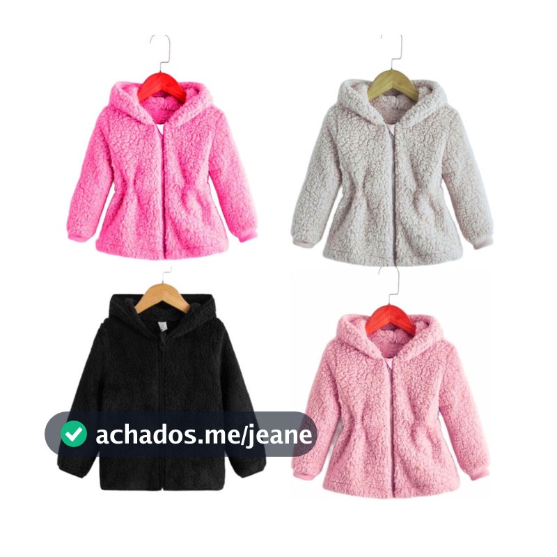 Blusa de frio Menina Infantil Pelinho com Capuz feminina TOUCA Tedy Casaco Teddy Ted JAQUETA INFANTIL