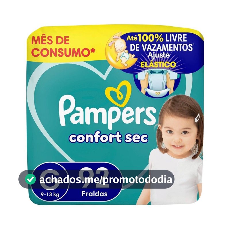 Fralda Pampers Confort Sec Max G 92 Unidades