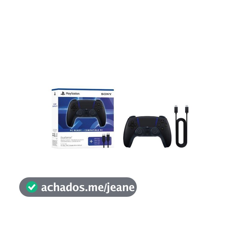 Controle Sem Fio Sony DualSense, Bluetooth, PS5 e PC, Incluso Cabo USB, Midnight Black - 1000051644
