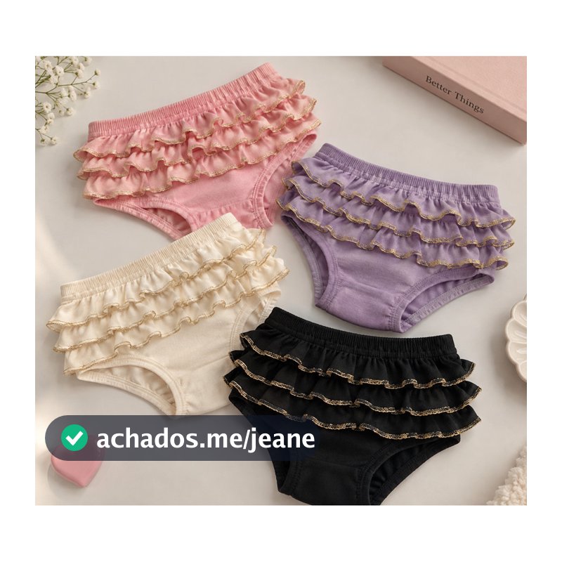 Kit 3 Calcinhas Infantil Bebê Menina Bunda Rica Super Macia 0 a 2 Anos