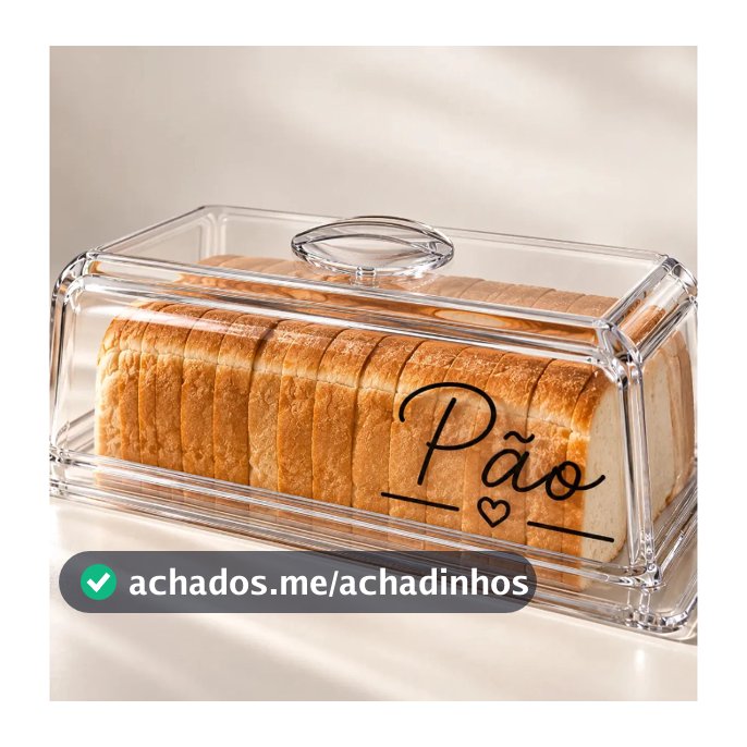 Cesto Porta Pães De Forma Cristal Premium Com Tampa Moderna