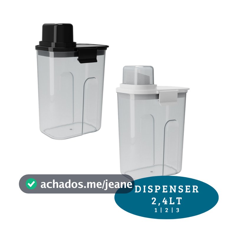 Kit Dispenser 2,4 litros para Lavanderia Sabão Líquido Amaciante Produtos Limpeza ou Cozinha Cereais Arroz Farinha