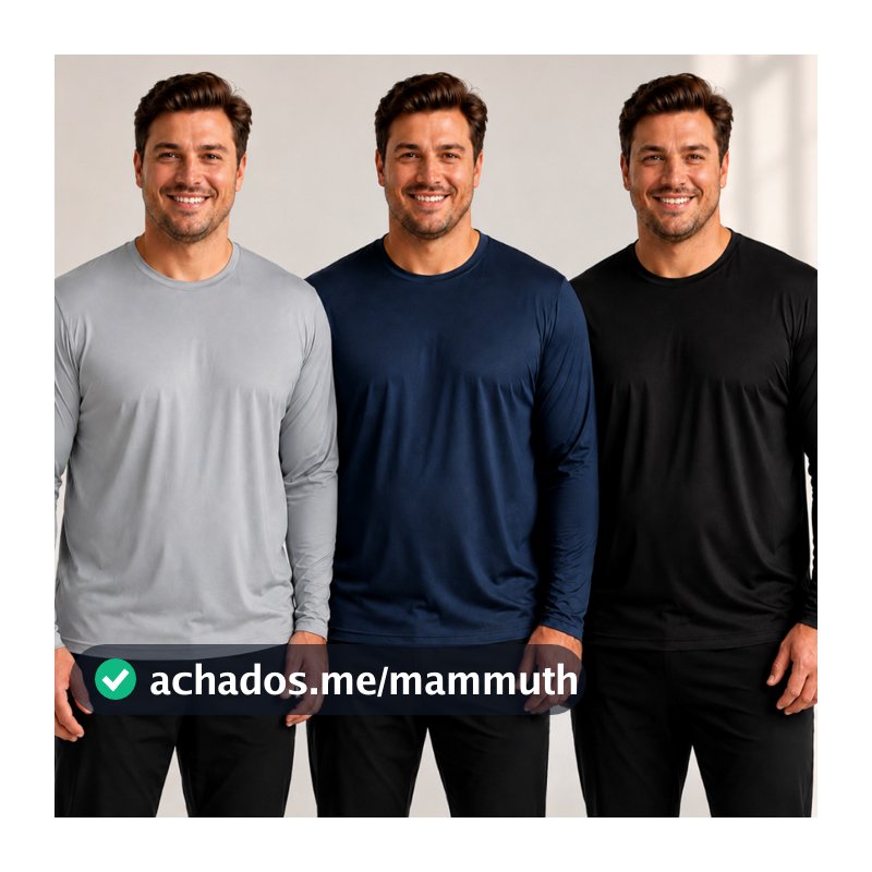 Kit 3 Camisetas Plus Size UV 50+ Manga Longa Proteção Solar Esporte Praia