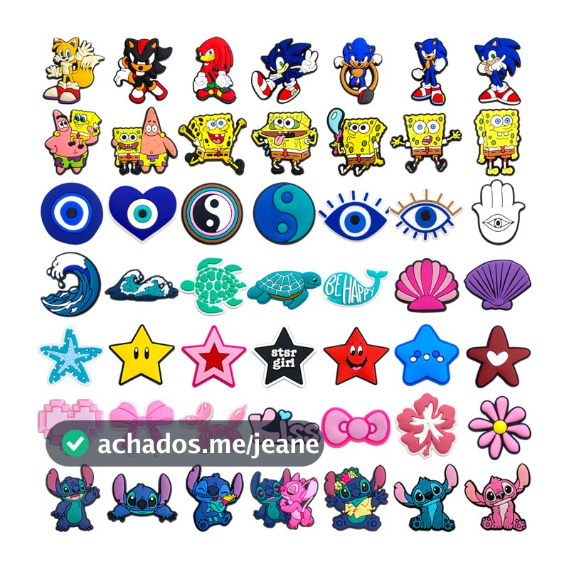 MEIDJ Encantos De Sapato 49 Decorações De Desenhos Animados Estrelas Olhos Amor Padrão Acessórios De PVC Com Botão