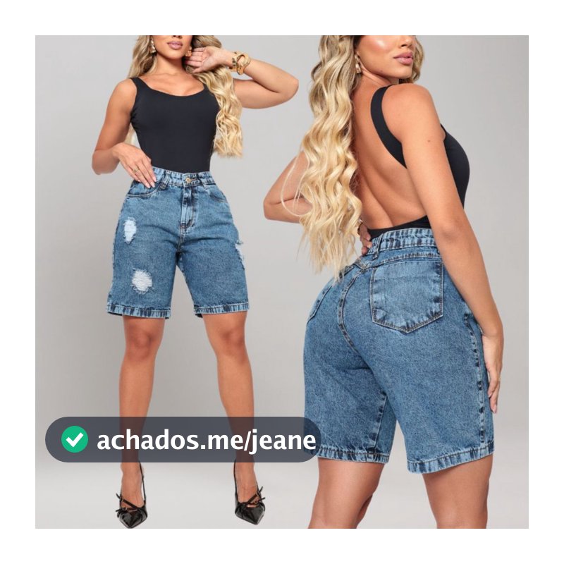 Bermuda feminina Jorts Short 100%Algodão Cintura Alta Meia coxa Ciclista Jeans PremiumClara e Escura