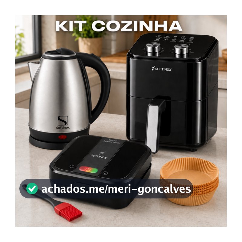 Kit Cozinha Air Fryer Fritadeira Elétrica 4,2L Chaleira Elétrica 1,8L Sanduicheira Grill 127V/220V