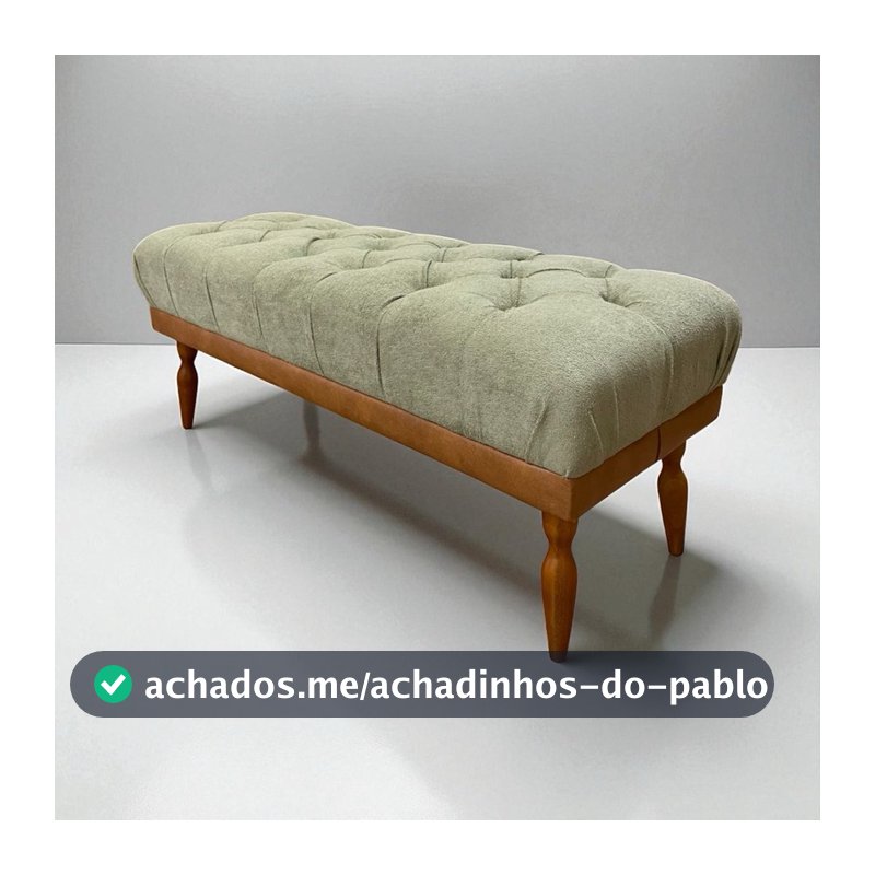 Recamier Puff 100cm ou 120cm Tecido Boucle base de Courissimo Amadeirado - Pés de Madeira