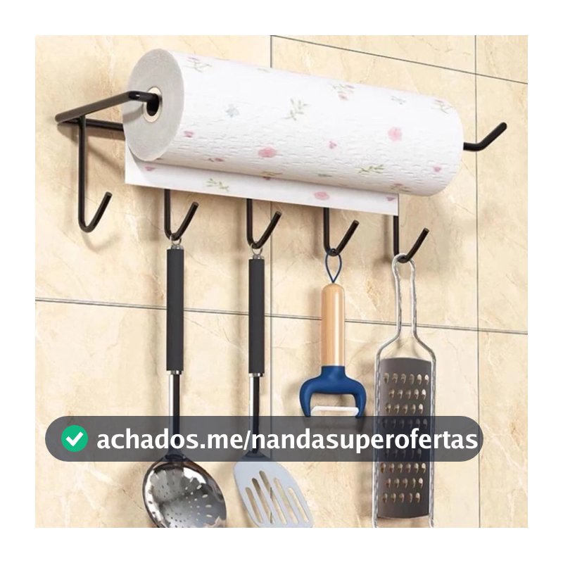 Suporte de Parede Papel Toalha Com Ganhos para Talheres e Utensílios Organizador de Cozinha Adesivo