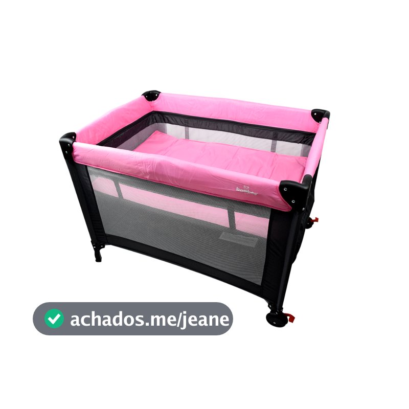 Berço Portátil Chiqueirinho Cercadinho Desmontável Compacto com Mosquiteiro Rosa