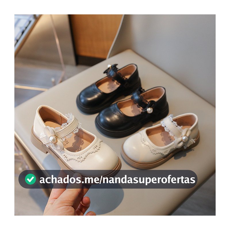 Sapatos de Couro para Meninas 2024 Novo Estilo Criança Princesa Sapatos Princesa Pérola em Laço Tamanho 23-35