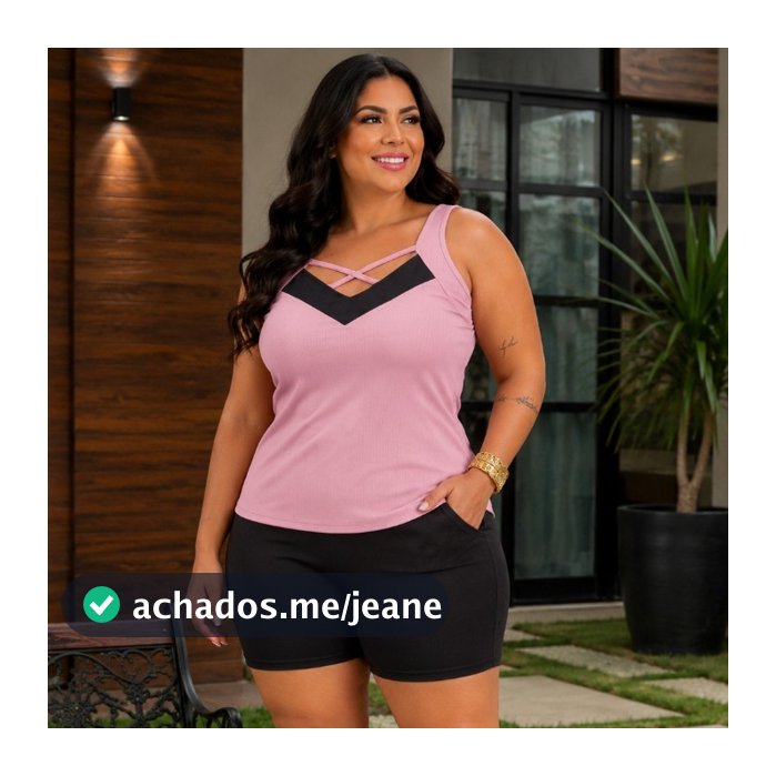 Conjunto Feminino de Alcinha Plus Size Short e Blusa Conjuntos Moda Maior