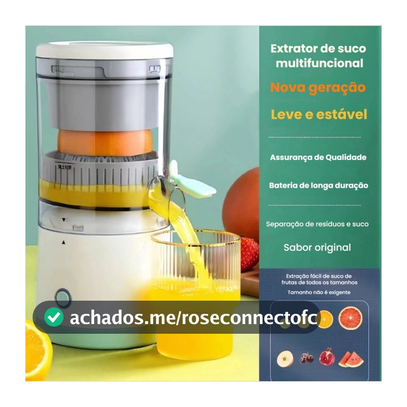 Espremedor Elétrico Portátil de Laranja e Frutas - Bivolt e Recarregável USB