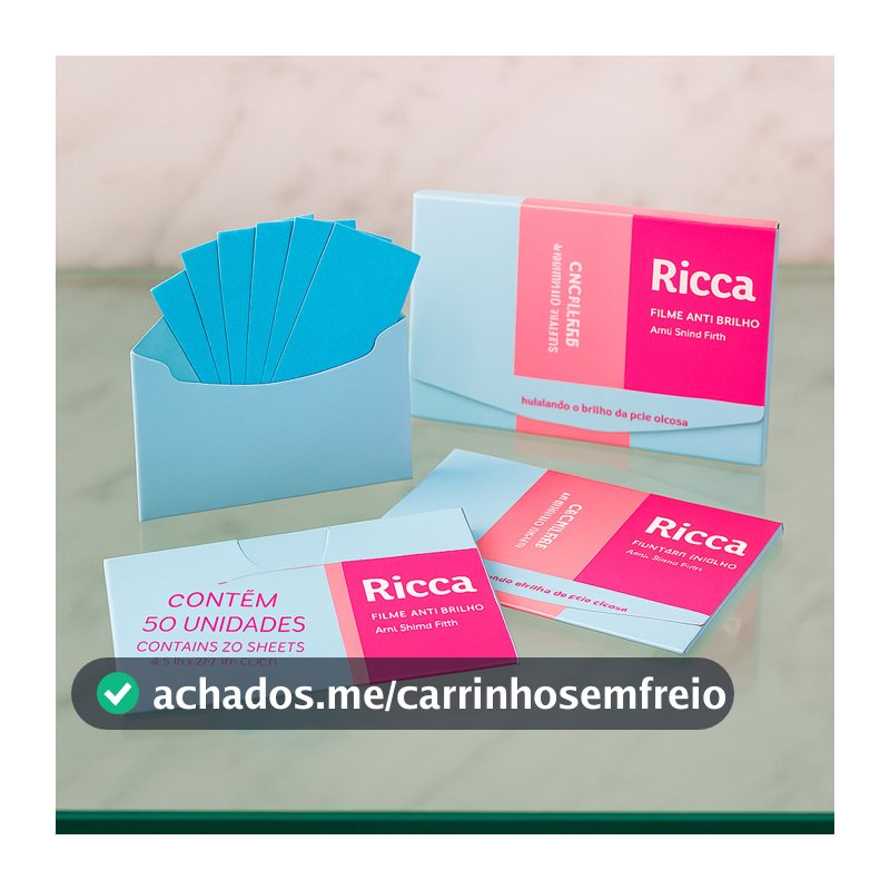 Lenço Removedor de Oleosidade Ricca 50 Un Anti Brilho Pele Sequinha Maquiagem Impecável